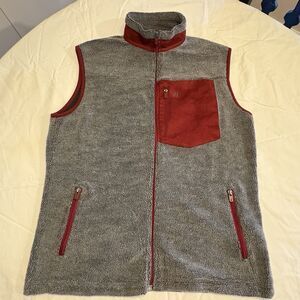 SOUTHERN POINT Grey Red Full Zip Bennington Fleece Vest Small